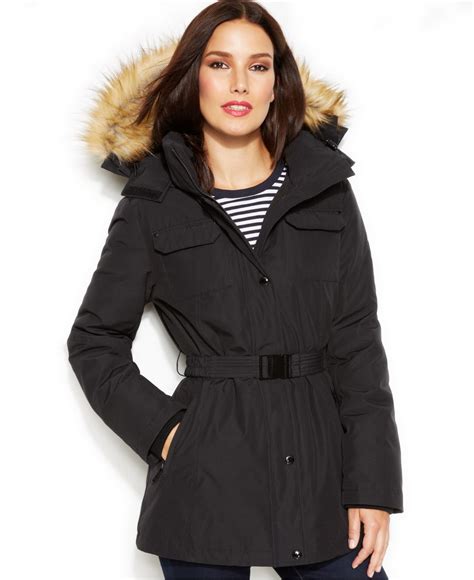 michael kors faux-fur-trim hooded puffer coat|Michael Kors packable puffer jacket.